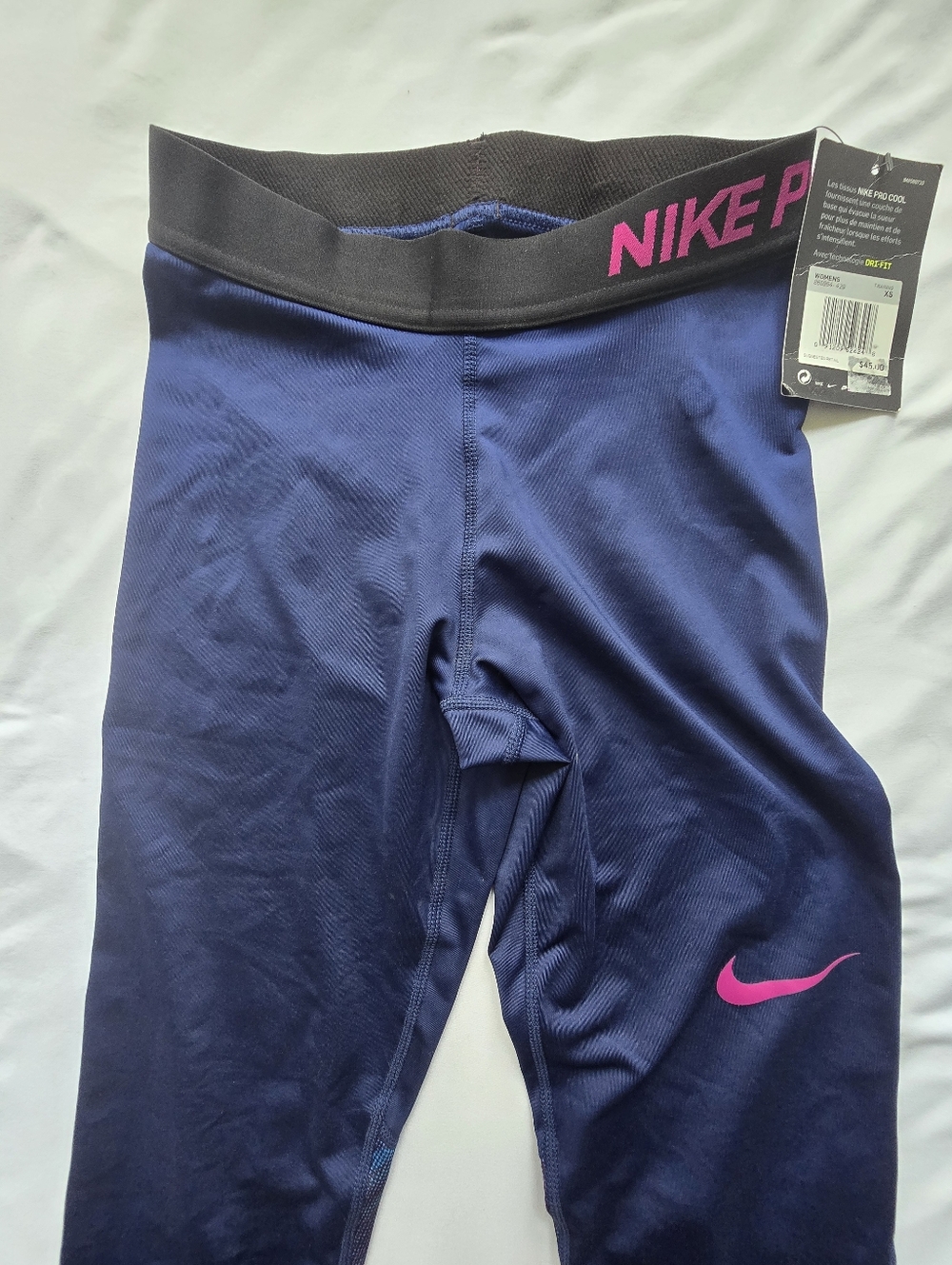 NWT Nike Pro Dri-FIT Cropped Leggings XS Blue Pink Compression Training Capris